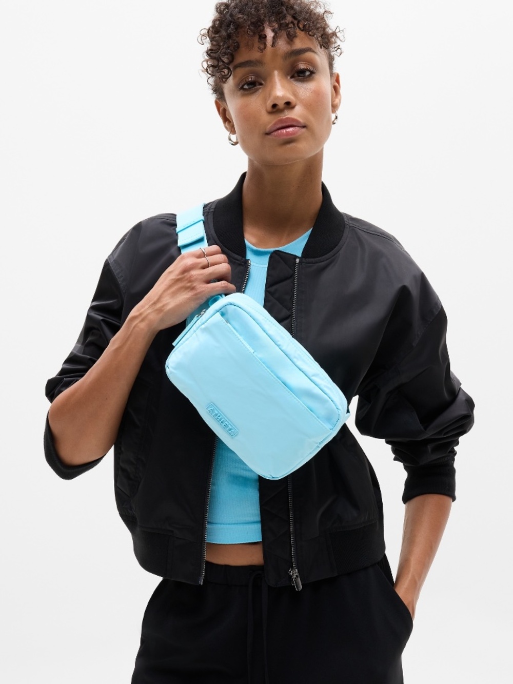 Athleta All About Large Crossbody Belt Bag Aqua Blue NWT